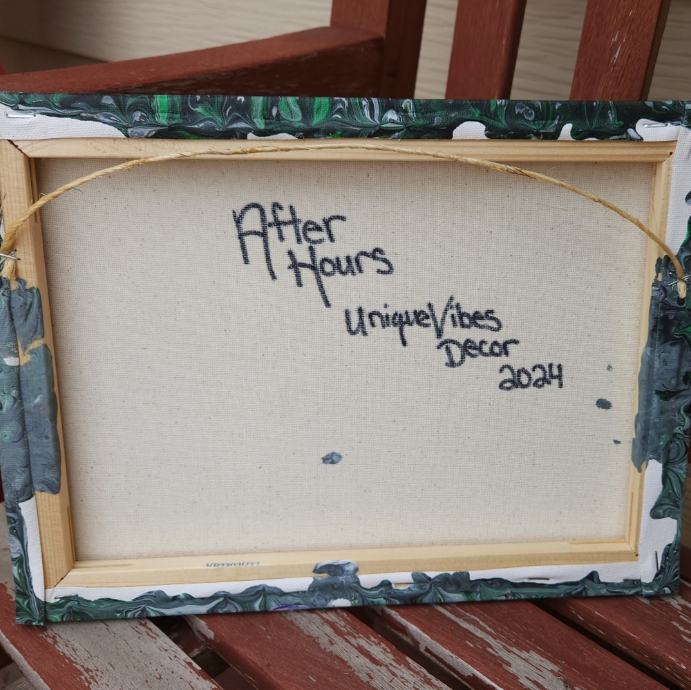 'After Hours' Handcrafted Embellished Paint Pour - Picture 3 of 11